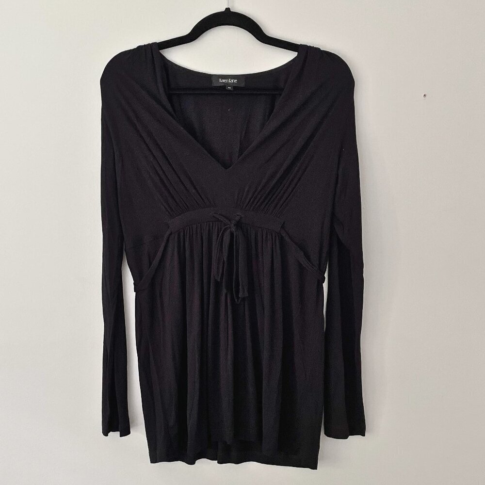 Karen Kane - Black V-Neck Cinched Waist Long Sleeve Top - Size M​